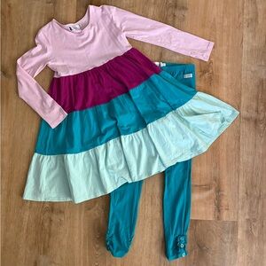 Colorful Tiered Dress with Leggings